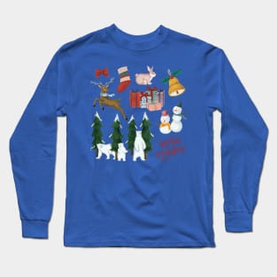 Christmas Hand Drawn watercolor set Long Sleeve T-Shirt